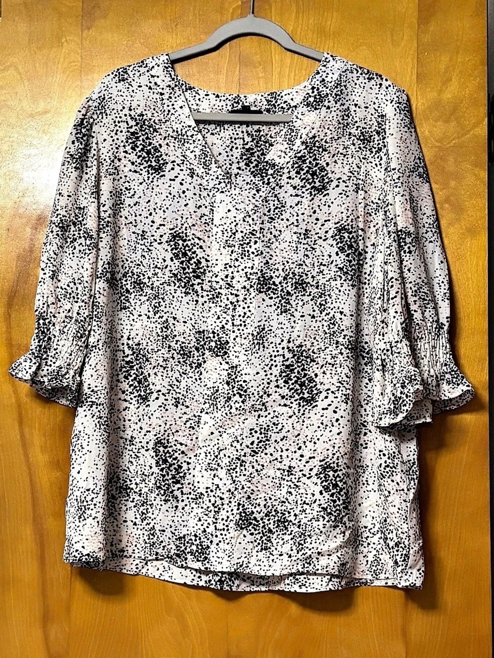 Jones New York Speckle Print Blouse in Pink & Black Size 2X